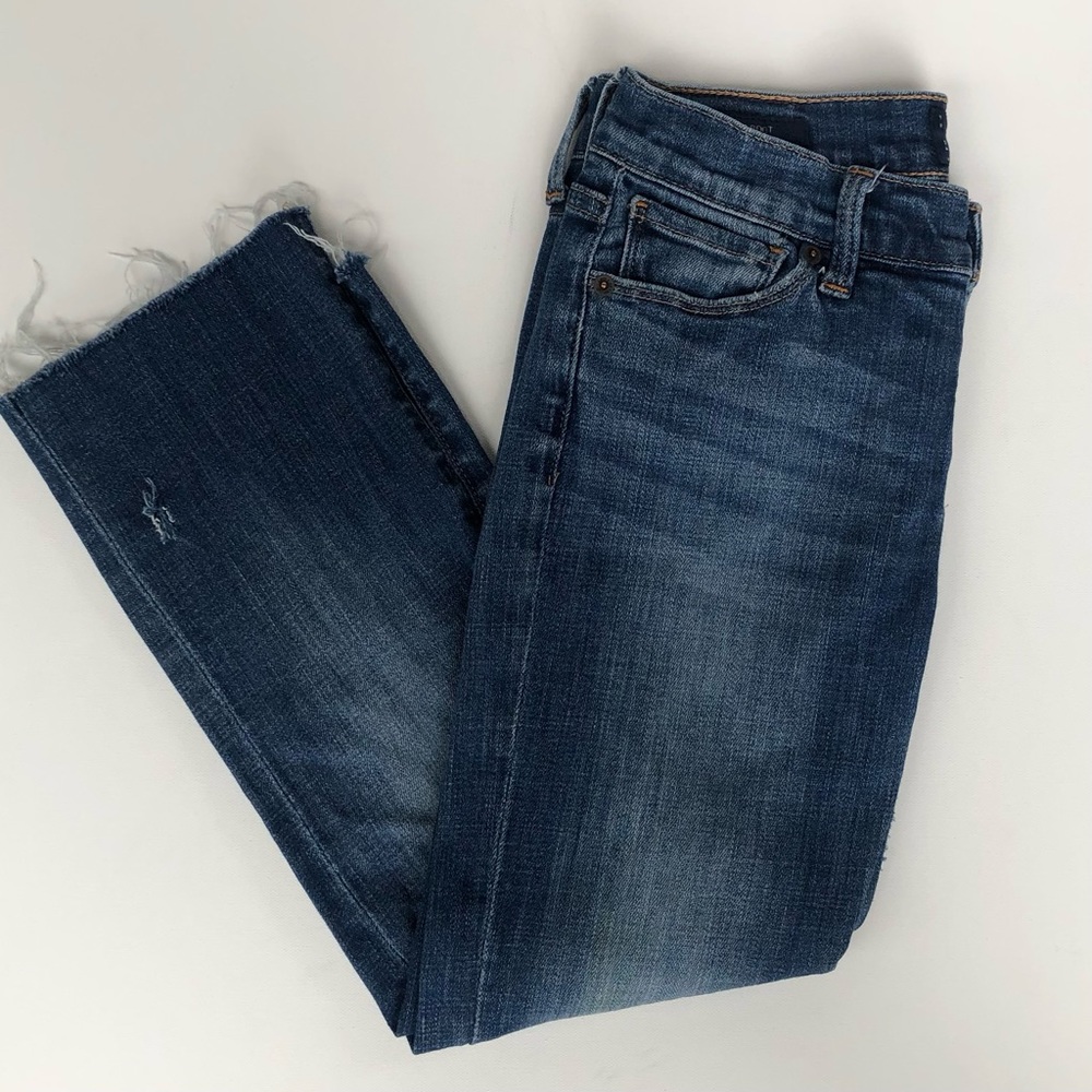 Lucky Brand Brooke Boot Jeans Size 0 25 Cropped Raw Hem Medium Wash Crop Denim